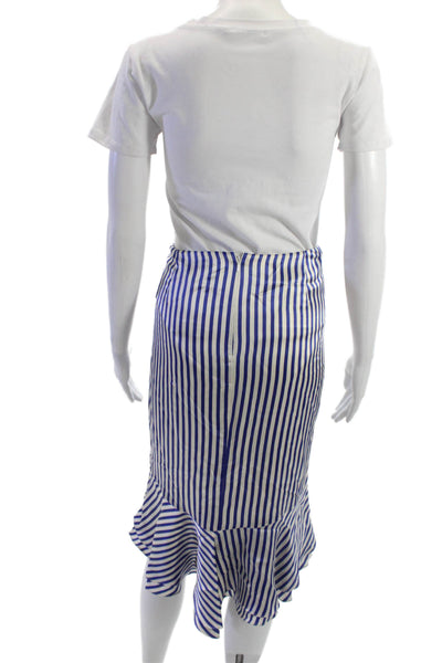 Lauren Ralph Lauren Womens Blue Striped Silk Pencil Skirt Knee Length Size 12