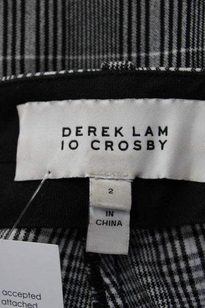 Derek Lam 10 Crosby Womens Black Plaid Ankle Cropped Dress Pants Size 2