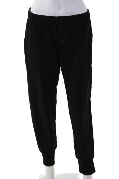 Sundays Womens Jogger Sweatpants Black Button Closure Size M