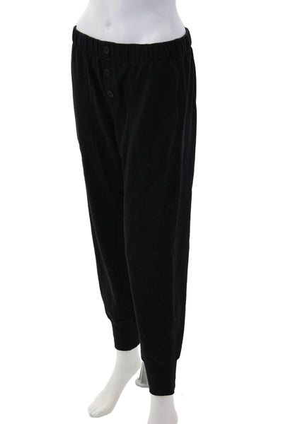 Sundays Womens Jogger Sweatpants Black Button Closure Size M