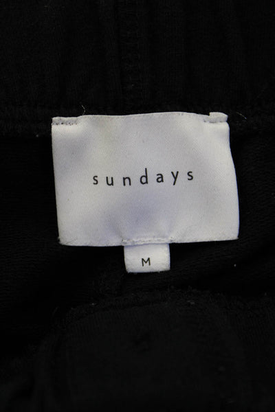 Sundays Womens Jogger Sweatpants Black Button Closure Size M