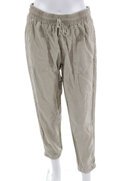 Splendid Women Jogger Cropped Pants Beige Drawstring Bohemian Size S