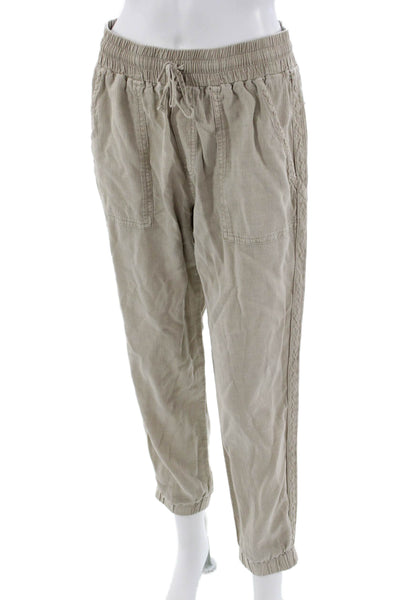 Splendid Women Jogger Cropped Pants Beige Drawstring Bohemian Size S