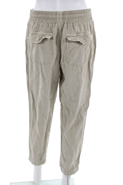 Splendid Women Jogger Cropped Pants Beige Drawstring Bohemian Size S