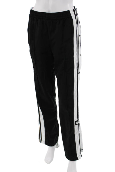 Adidas Unisex Black Striped Sweatpants Drawstring Recycled Polyester Size XS