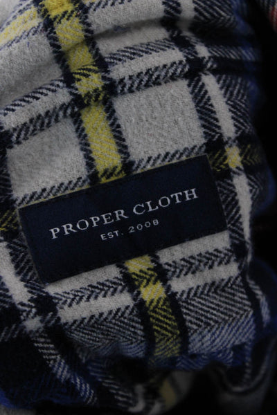 Proper Cloth Mens Button-Down Blue Plaid Cotton Collared Long Sleeve 90s Size M