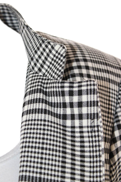 Carolina Belle Women Overcoat Blazer Black Plaid Collared Long Sleeve Size M