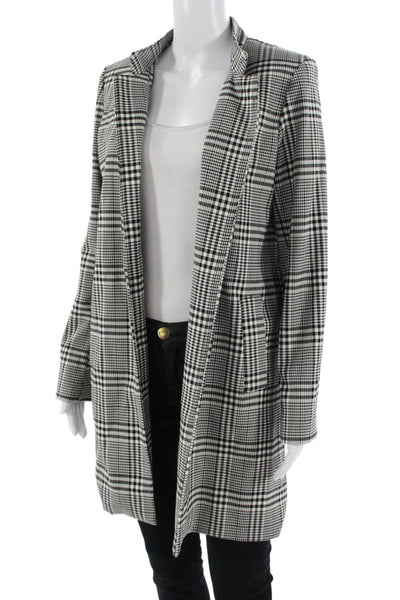 Carolina Belle Women Overcoat Blazer Black Plaid Collared Long Sleeve Size M
