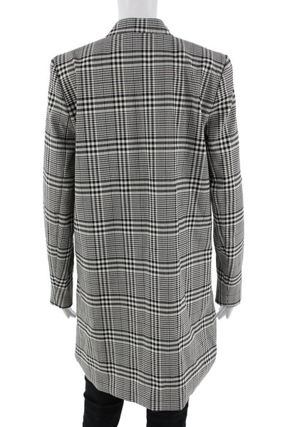 Carolina Belle Women Overcoat Blazer Black Plaid Collared Long Sleeve Size M