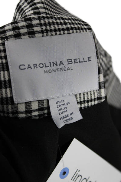 Carolina Belle Women Overcoat Blazer Black Plaid Collared Long Sleeve Size M