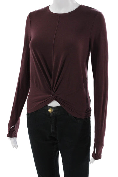 Athleta Womens Brown Crew Neck Long Sleeve T-Shirt Size XS