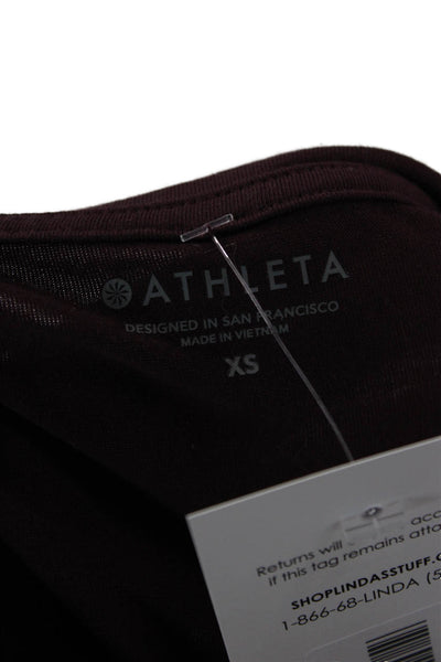 Athleta Womens Brown Crew Neck Long Sleeve T-Shirt Size XS