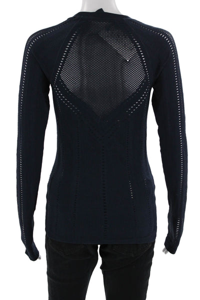 Athleta Women Dark Blue Crewneck Long Sleeve Top Nylon Spandex Size S