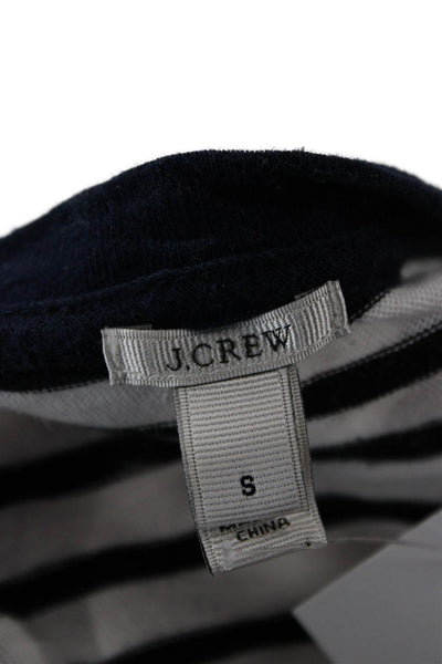 J Crew Womens Black Striped Ringer T-Shirt 3/4 Sleeve Crew Neck Cotton Size S