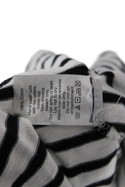 J Crew Womens Black Striped Ringer T-Shirt 3/4 Sleeve Crew Neck Cotton Size S