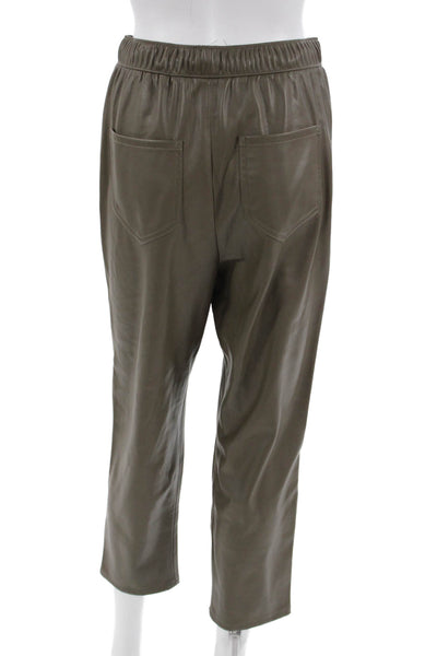 Zara Women Cropped Jogger Pants Brown Drawstring Army Size XS