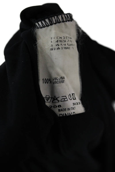 Pinko Women Shirt Dress Black Collared Button 3/4 Sleeve Classic Size S