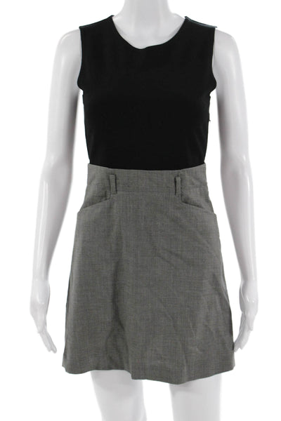 Theory Womens Overall Dress Black Sleeveless Round Neck Zip Size 0