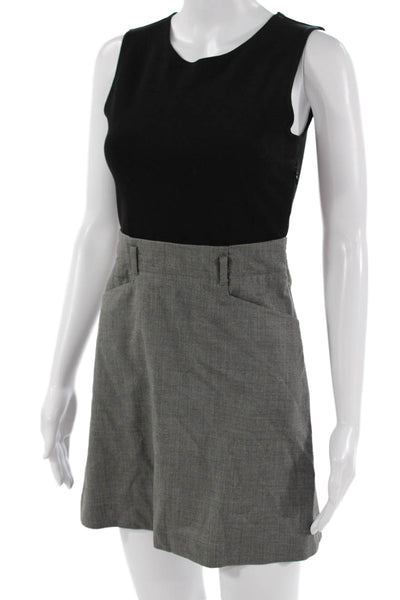 Theory Womens Overall Dress Black Sleeveless Round Neck Zip Size 0