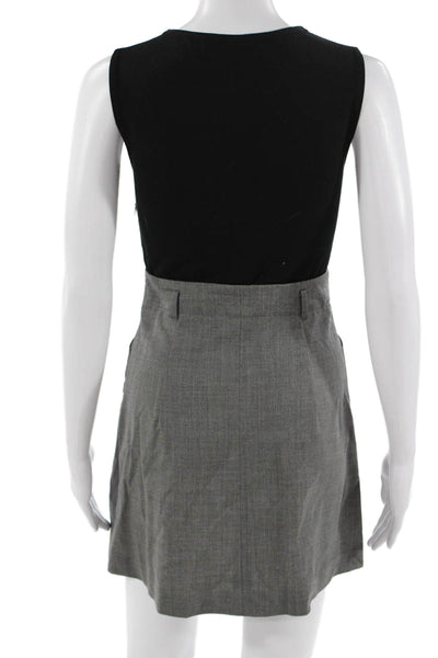 Theory Womens Overall Dress Black Sleeveless Round Neck Zip Size 0