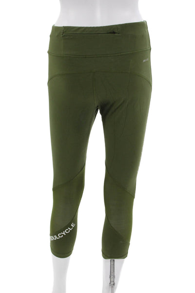 Nike Womens Cropped Capri Leggings Army Green Zip Size M