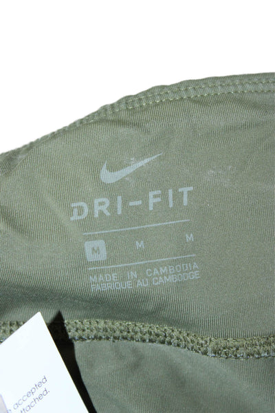 Nike Womens Cropped Capri Leggings Army Green Zip Size M
