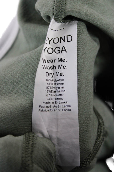 Beyond Yoga Womens Ankle Leggings Green Striped Army Size L