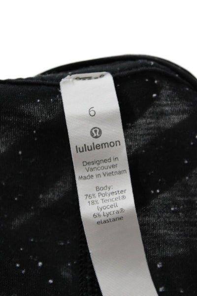 Lululemon Womens Printed Crew Neck Short Sleeve Active Top Black Size 6