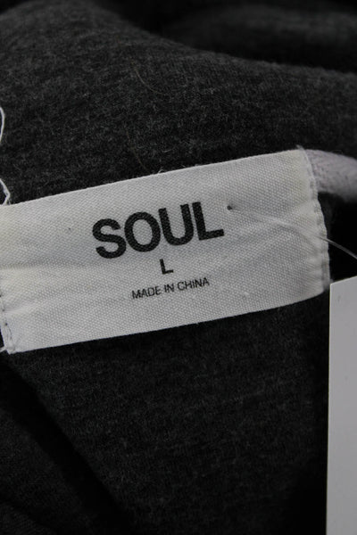 Soul Women Pullover Sweatshirt Mock Neck Long Sleeve Dark Gray Size L