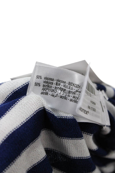 Zara Unisex Dark Blue Striped Crew Neck Pullover Sweater Size M