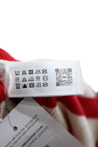 Zara Childrens Girls Striped Sweater White Red Cotton Size 13-14