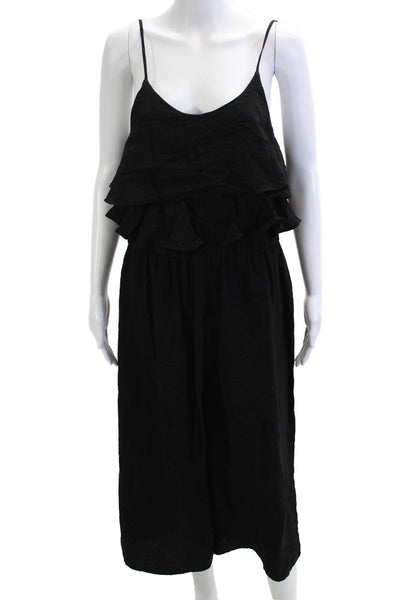 Hem & Thread Women Sleeveless Scoop Neck Jumpsuit Black Size L