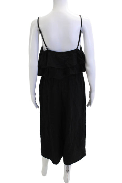 Hem & Thread Women Sleeveless Scoop Neck Jumpsuit Black Size L