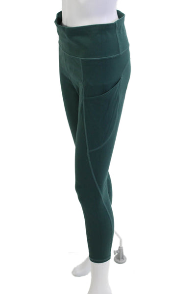 Athleta Women Ankle Leggings Green Nylon Spandex Solid Size M