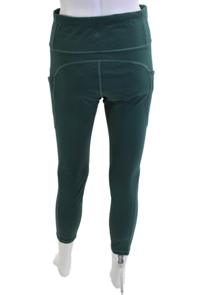 Athleta Women Ankle Leggings Green Nylon Spandex Solid Size M