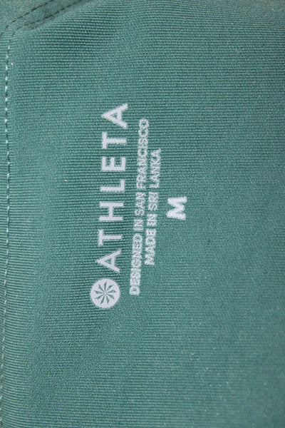 Athleta Women Ankle Leggings Green Nylon Spandex Solid Size M
