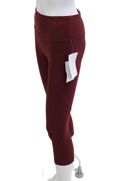 Athleta Women Capri Cropped Leggings Red Nylon Lycra Size M
