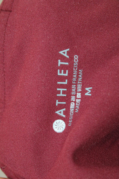 Athleta Women Capri Cropped Leggings Red Nylon Lycra Size M
