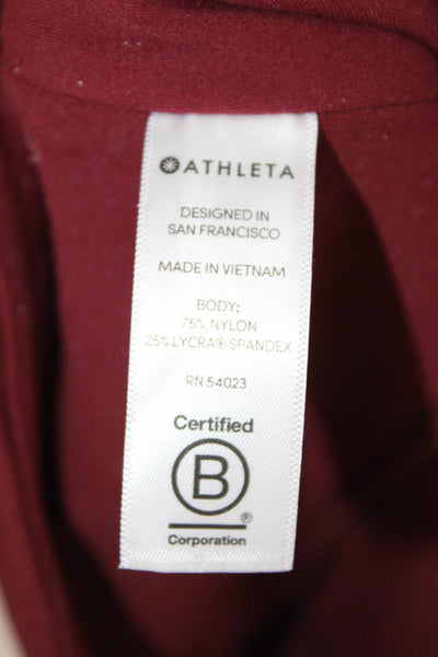 Athleta Women Capri Cropped Leggings Red Nylon Lycra Size M