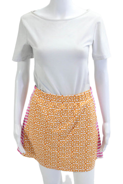 J. Mclaughlin Womens A-Line Mini Skort Orange Geometric Nylon Blend Size M