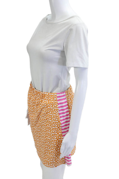 J. Mclaughlin Womens A-Line Mini Skort Orange Geometric Nylon Blend Size M