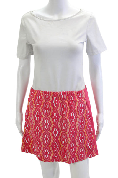 J. Mclaughlin Women A-Line Mini Cotton Geometric Skort Pink Size M