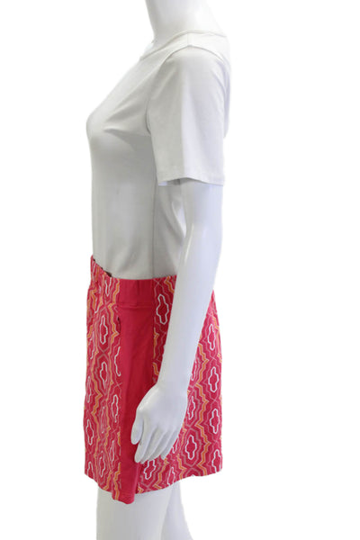 J. Mclaughlin Women A-Line Mini Cotton Geometric Skort Pink Size M