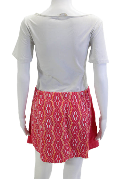 J. Mclaughlin Women A-Line Mini Cotton Geometric Skort Pink Size M