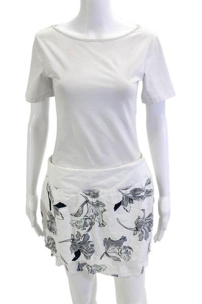 Athleta Women Floral White Polyester Mini Skort Size M