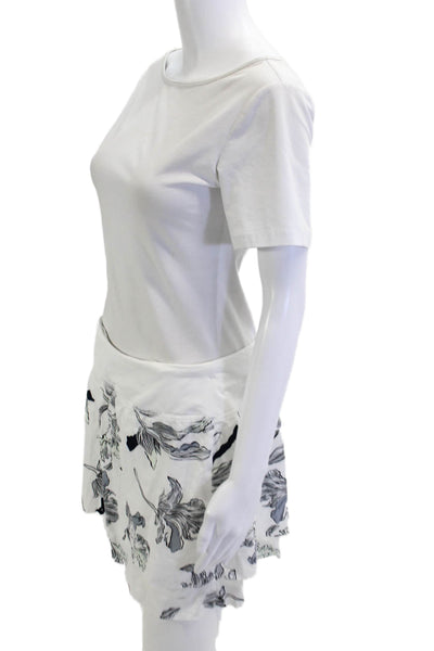 Athleta Women Floral White Polyester Mini Skort Size M