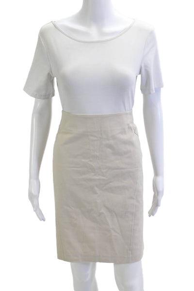 J. Mclaughlin Womens Beige Straight Pencil Skirt Cotton Spandex Size 12