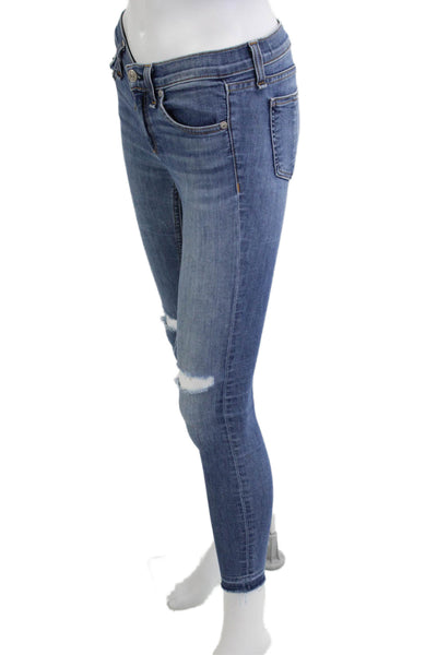 Rag & Bone Womens Ankle Skinny Jeans Blue Button Low Rise Size 25