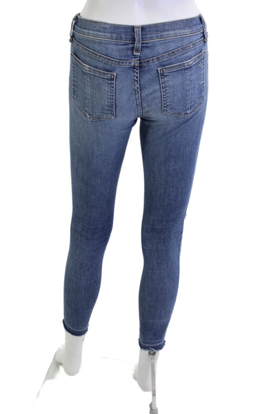 Rag & Bone Womens Ankle Skinny Jeans Blue Button Low Rise Size 25