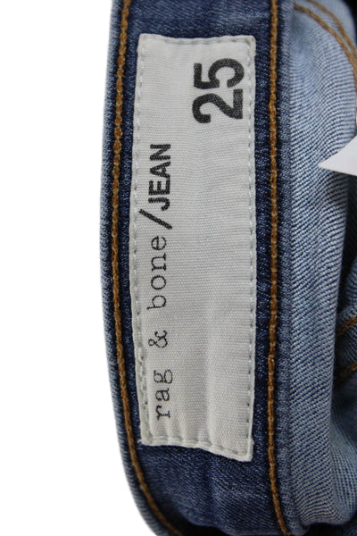 Rag & Bone Womens Ankle Skinny Jeans Blue Button Low Rise Size 25